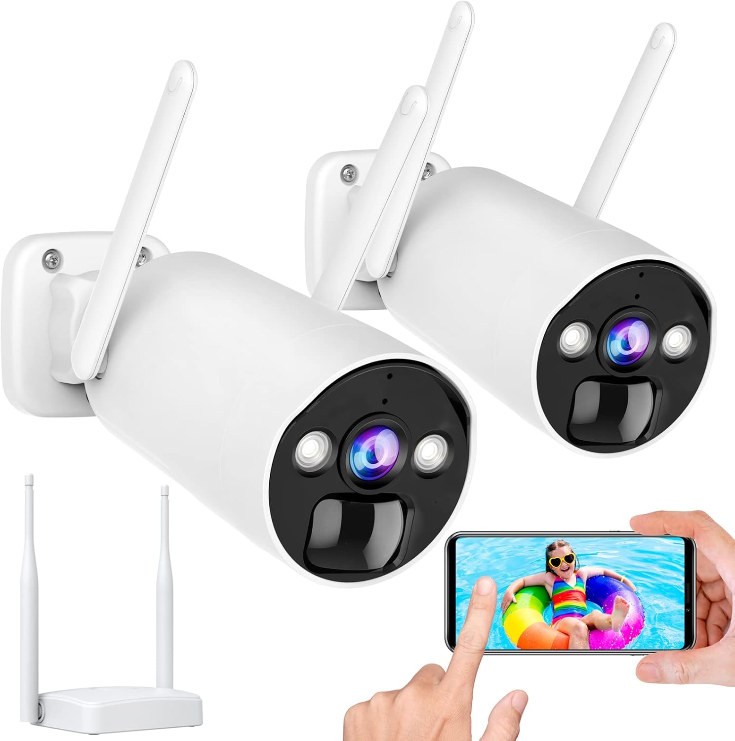 Wireless Security Camera System 3MP with 2 Way Audio for Home Outdoor and Indoor