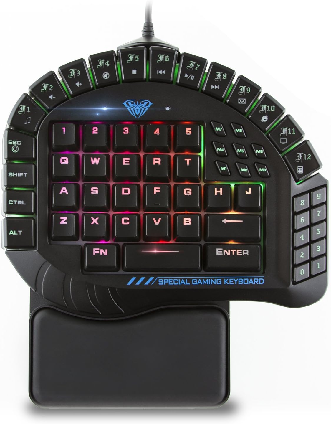Beastron Aula Excalibur One Handed Mechanical Gaming Keyboard, Blue Switches, Software Customizable RGB Backlit Effects, 8 Programmable Macro Keys