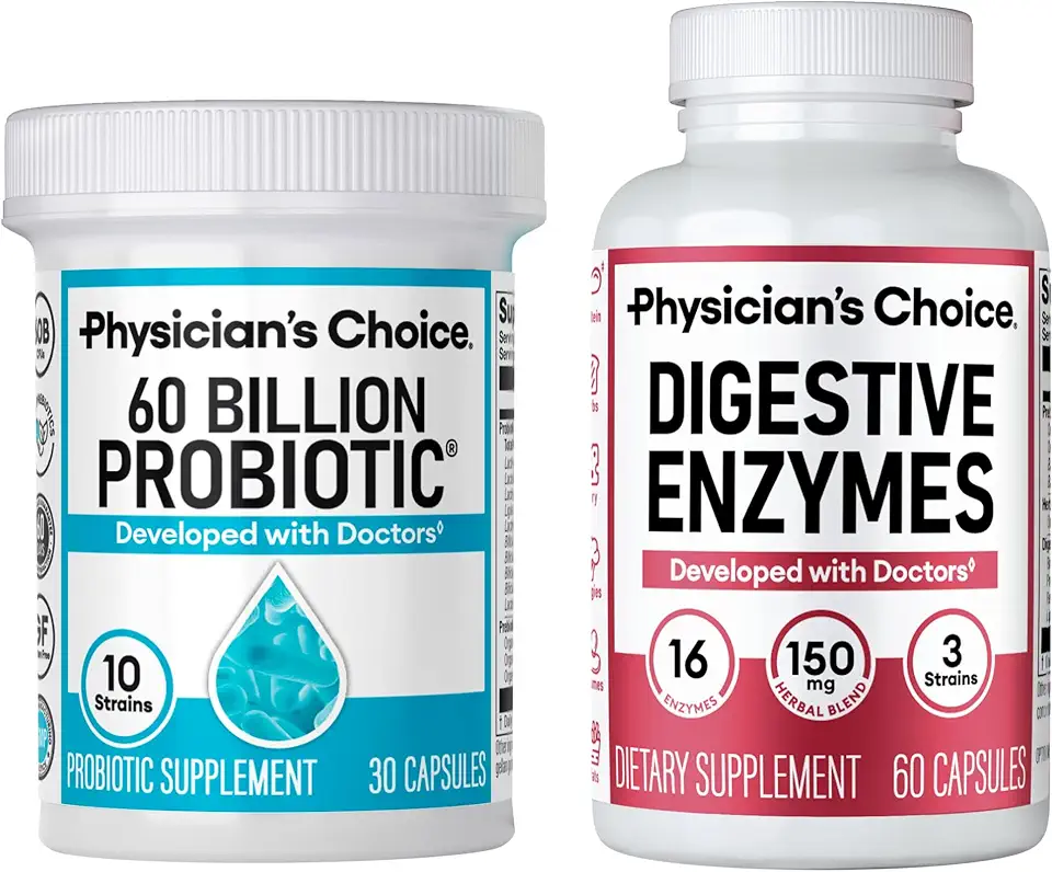 Physician's CHOICE - Optimal Gut Health Bundle: 60 Billion Probiotics + Digestive Enzymes for Digestive Comfort and Immune Support
