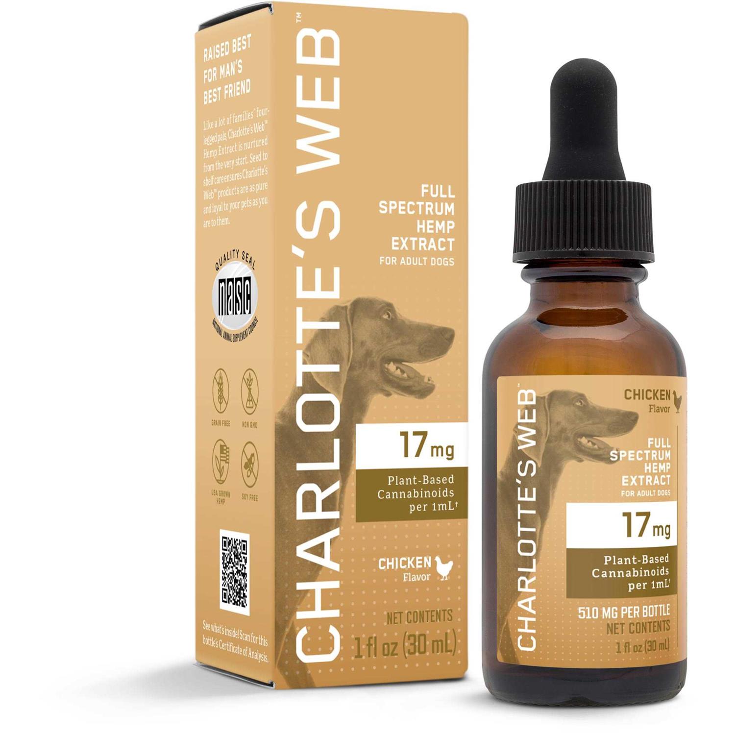 Charlotte's Web Canine 17 mg Full Range Drops - Pet Supplies online store