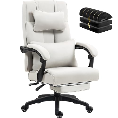 Dowinx Executive Office Chair Big and Tall Fabric with Footrest, Ergonomic Computer Chair Back Support, High Back Home Office Desk Chair Comfy