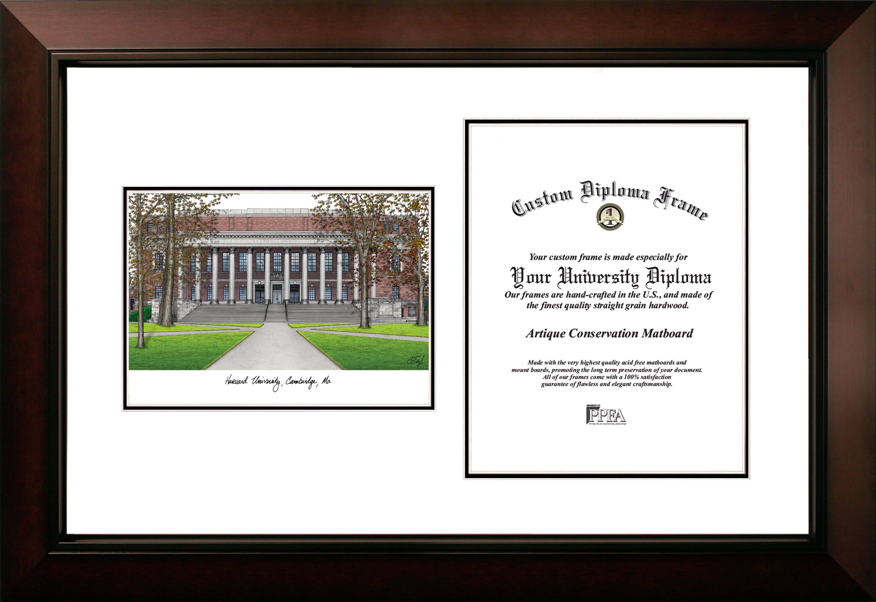 Campus Images MA992LV-1114 14 x 11 in. Harvard University Legacy Scholar Diploma Satin Frame
