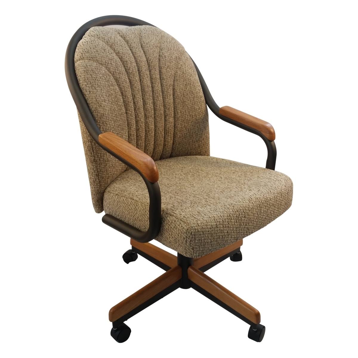 Caster Chair Company Bently Swivel Tilt Caster Arm Chair in Wheat Tweed Fabric