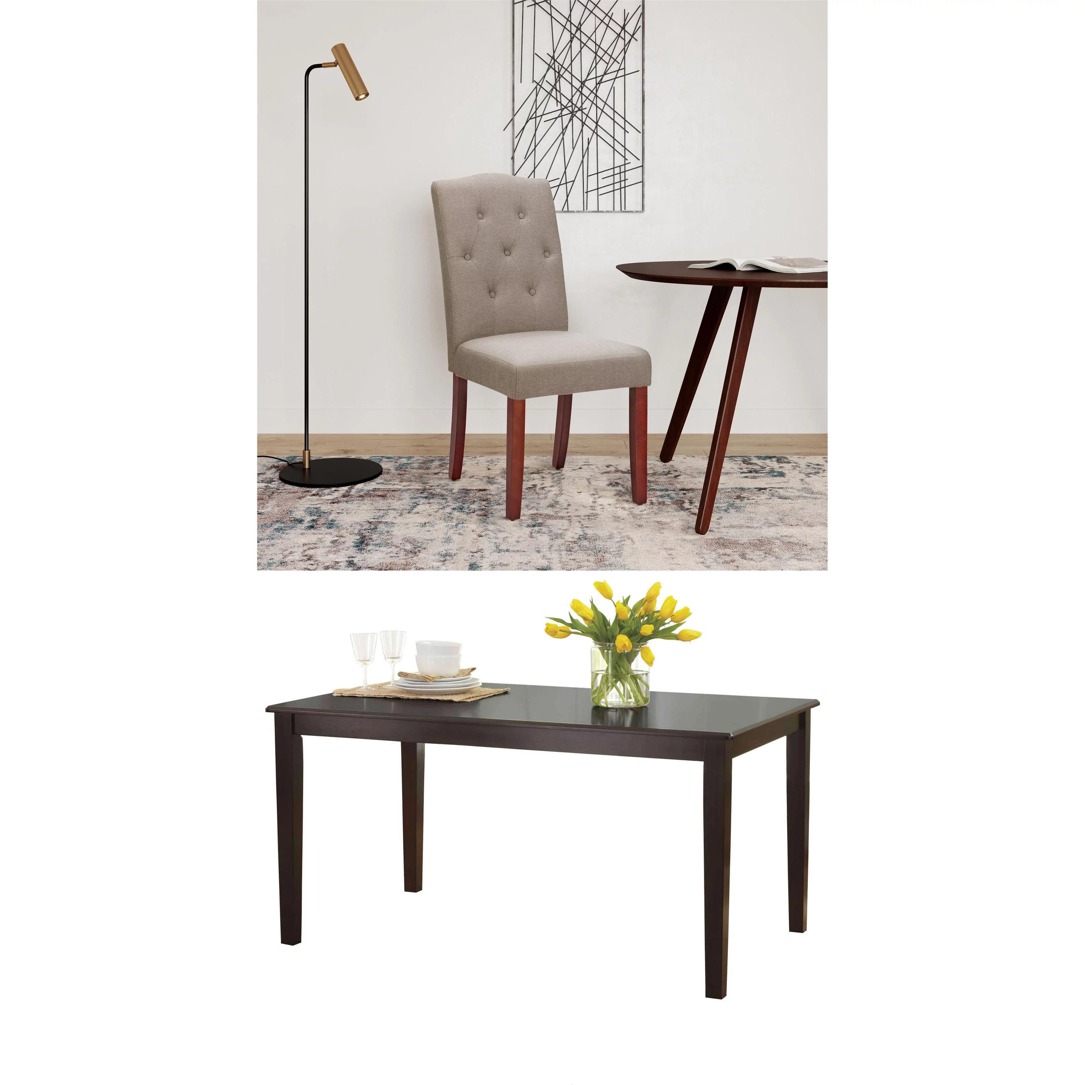 Better Homes and Gardens 7-Piece Dining Set with Upholstered Chairs, Mocha/Beige