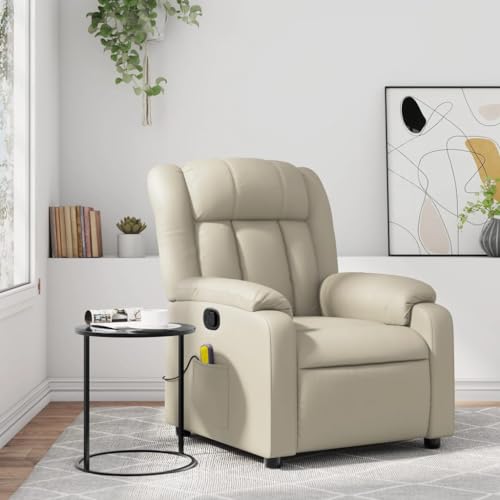Massage Recliner Chair Cream Faux Leather,UltraComfortable Massage Recliner Chair with Adjustable Positions and, Massage Living Room Furniture