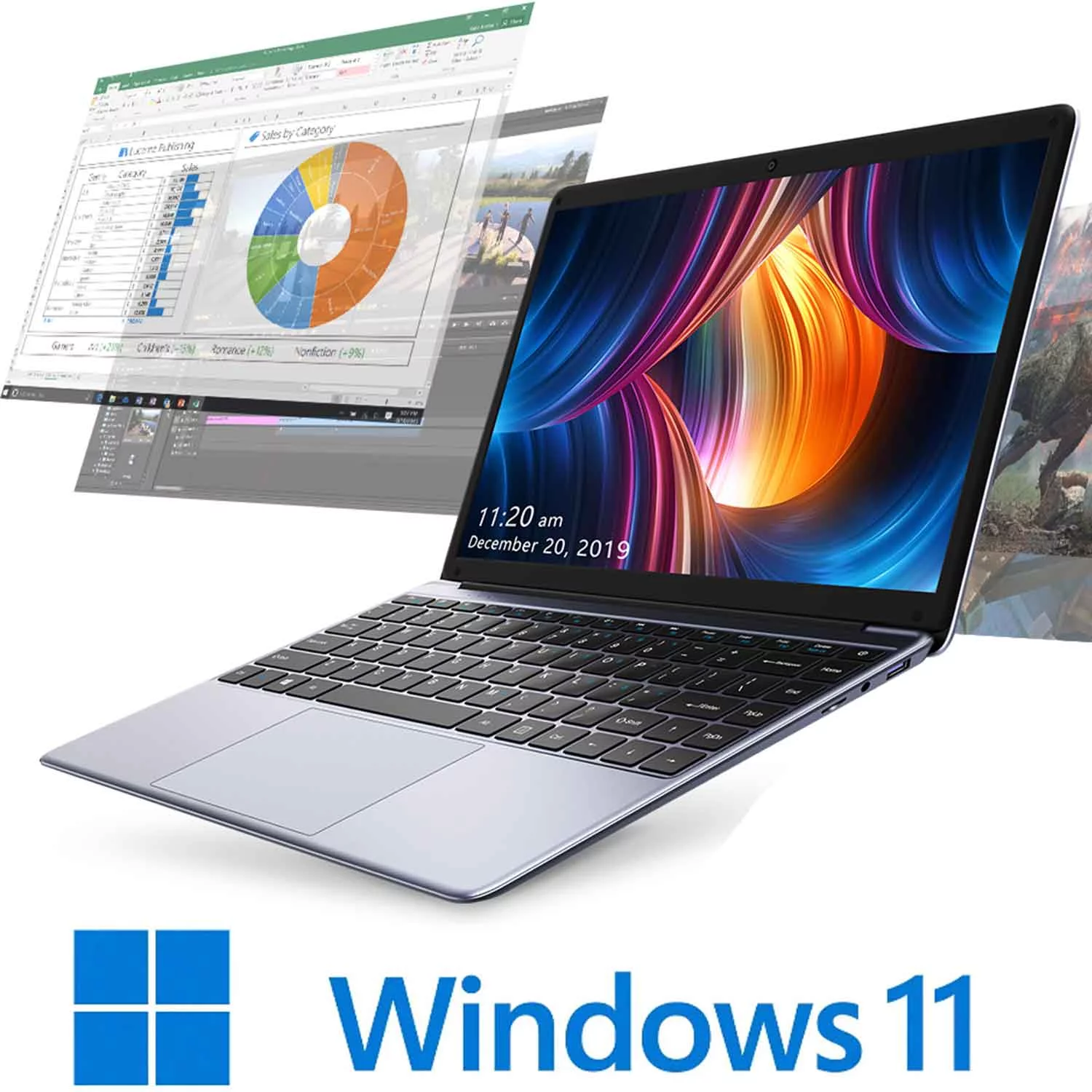 CHUWI HeroBook Pro 14.1" Laptop,256GB SSD 8G RAM,Windows 11 Bussiness Notebook Computer PC,Intel Gemini-Lake N4020 Quad Core Processor,IPS Screen