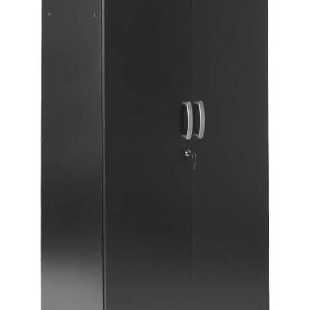 Modern Wood Two Door Armoire Wardrobe Cabinet In Black