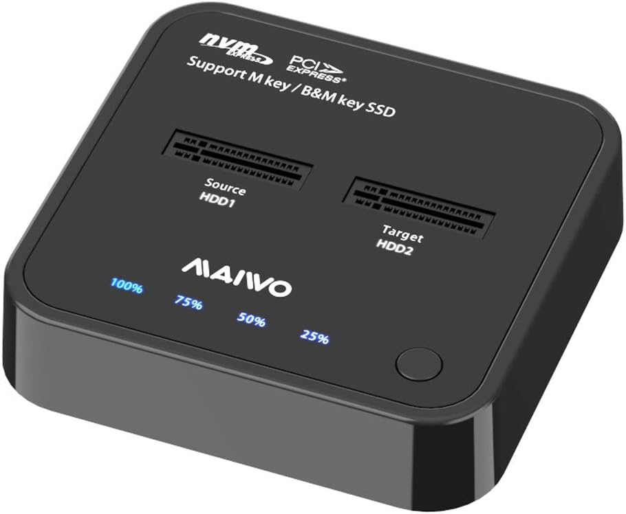 MAIWO K3016P 2-Bay NVME Docking Station, Tool-Free Type- C to NVME SSD Enclosure for B & M Key NVMe PCIe M.2 SSDs