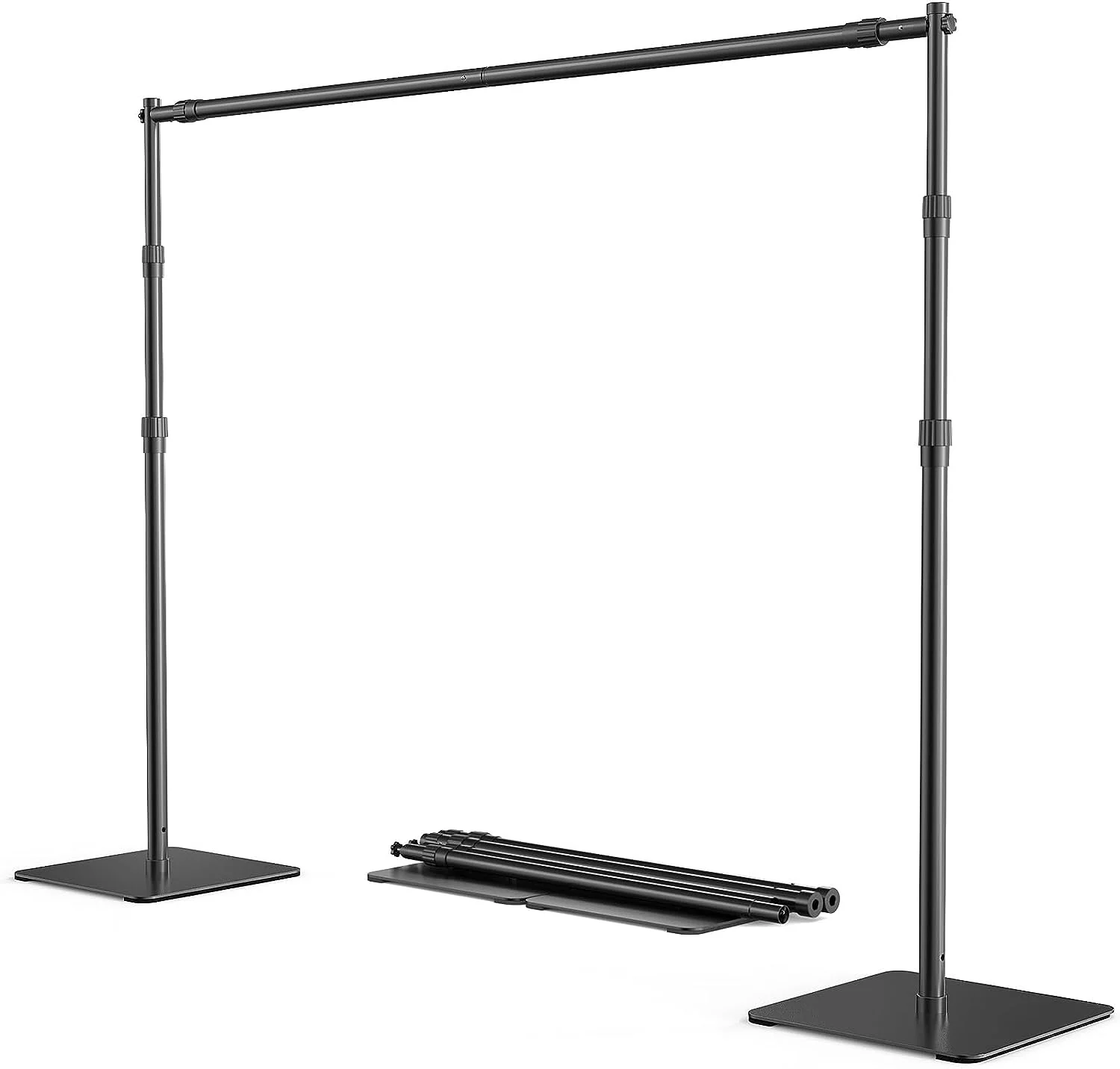 ShowMaven Backdrop Stand, 8x10 ft Adjustable Photo Backdrop Stand Kit, Heavy Duty Backdrop Stand with Steel Base for Photography, Photo Video Studio