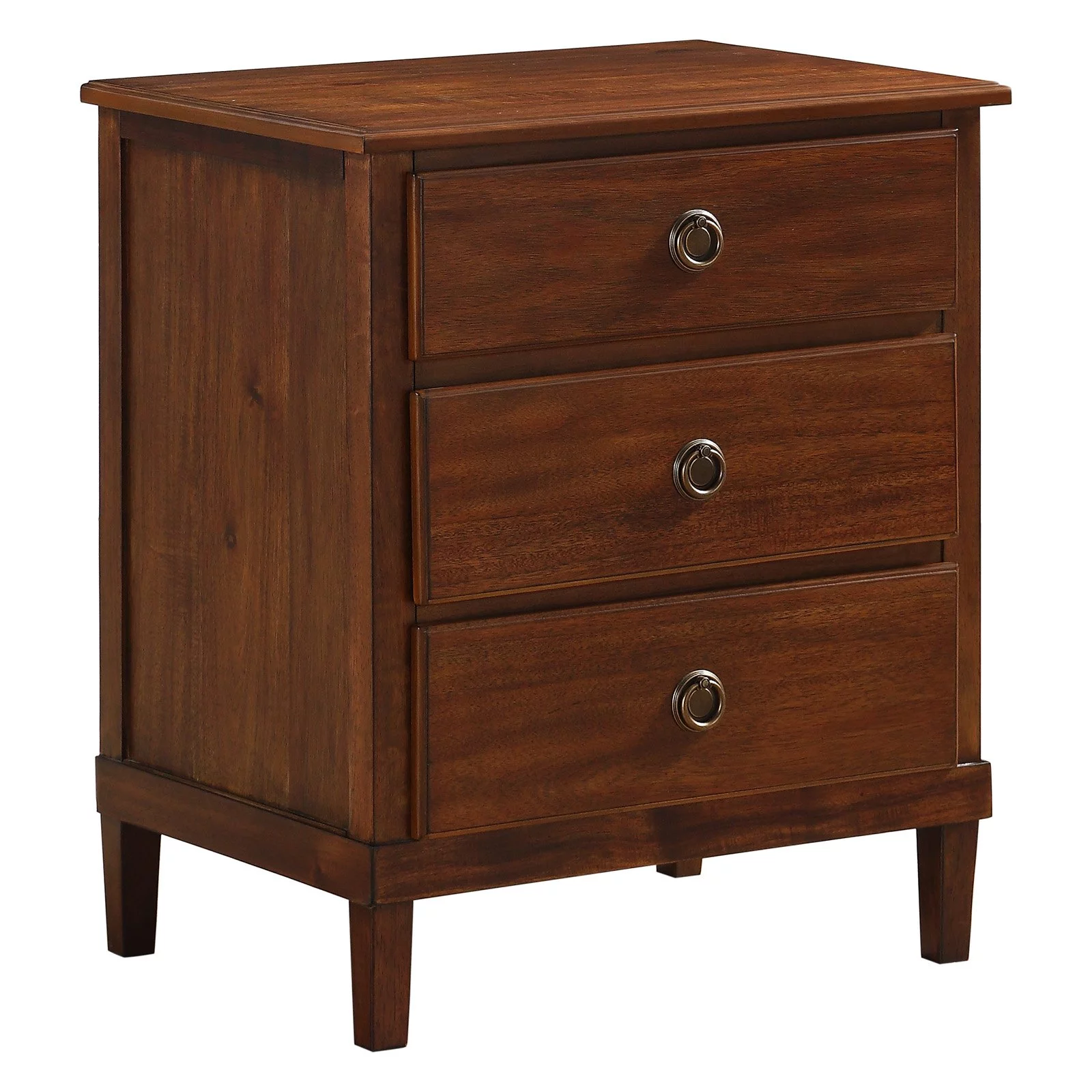 Comfort Pointe Cambridge Brown Finished Wood 3-Drawer Nightstand