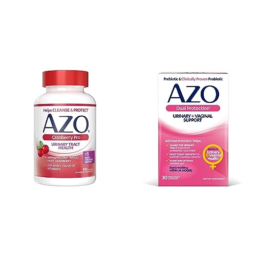 AZO Cranberry Pro Urinary Tract Health Supplement 600mg PACRAN, 1 Serving = More Than 1 Glass of Cranberry Juice 100 CT + Dual Protection