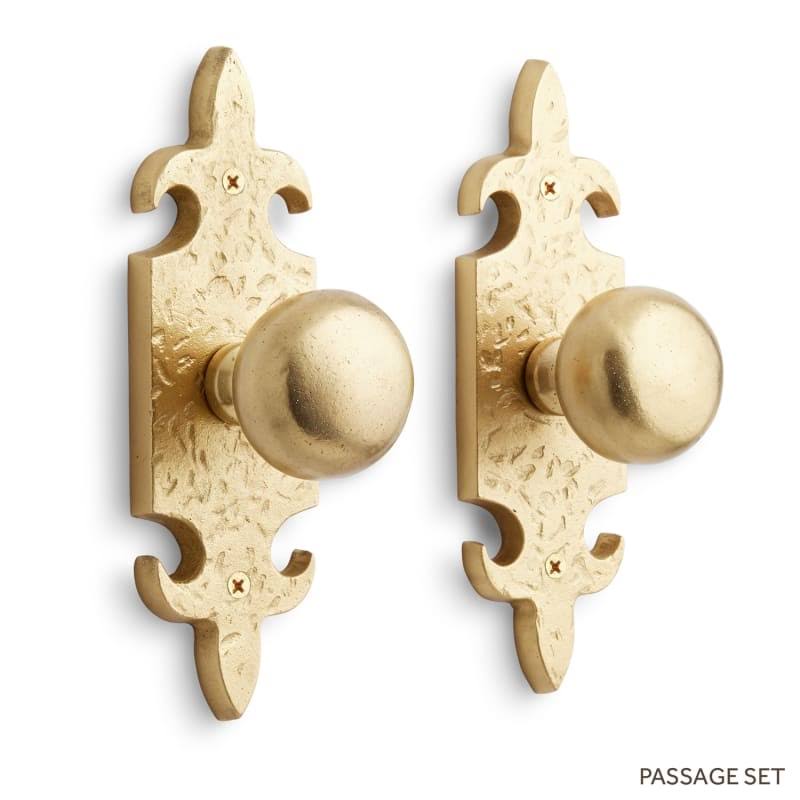 Signature Hardware Cousteau Solid Brass Passage Door Knobset with 2-3/4x22 Backset - Satin Brass - 444817