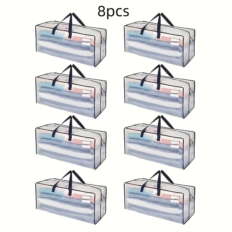 4/8pcs Clear Plastic Storage Bags, Rectangle Contemporary Multipurpose Storage Bags with Zipper Closure for Clothes, Quilts, Blankets, Travel