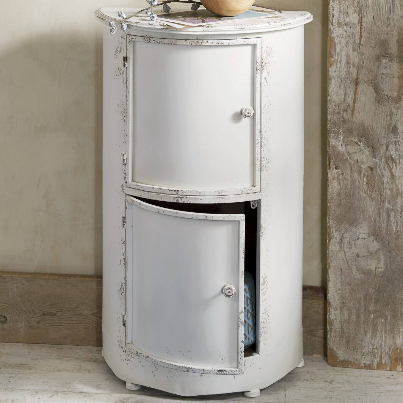 Half-Moon Cabinet, Metal, Ivory 725540
