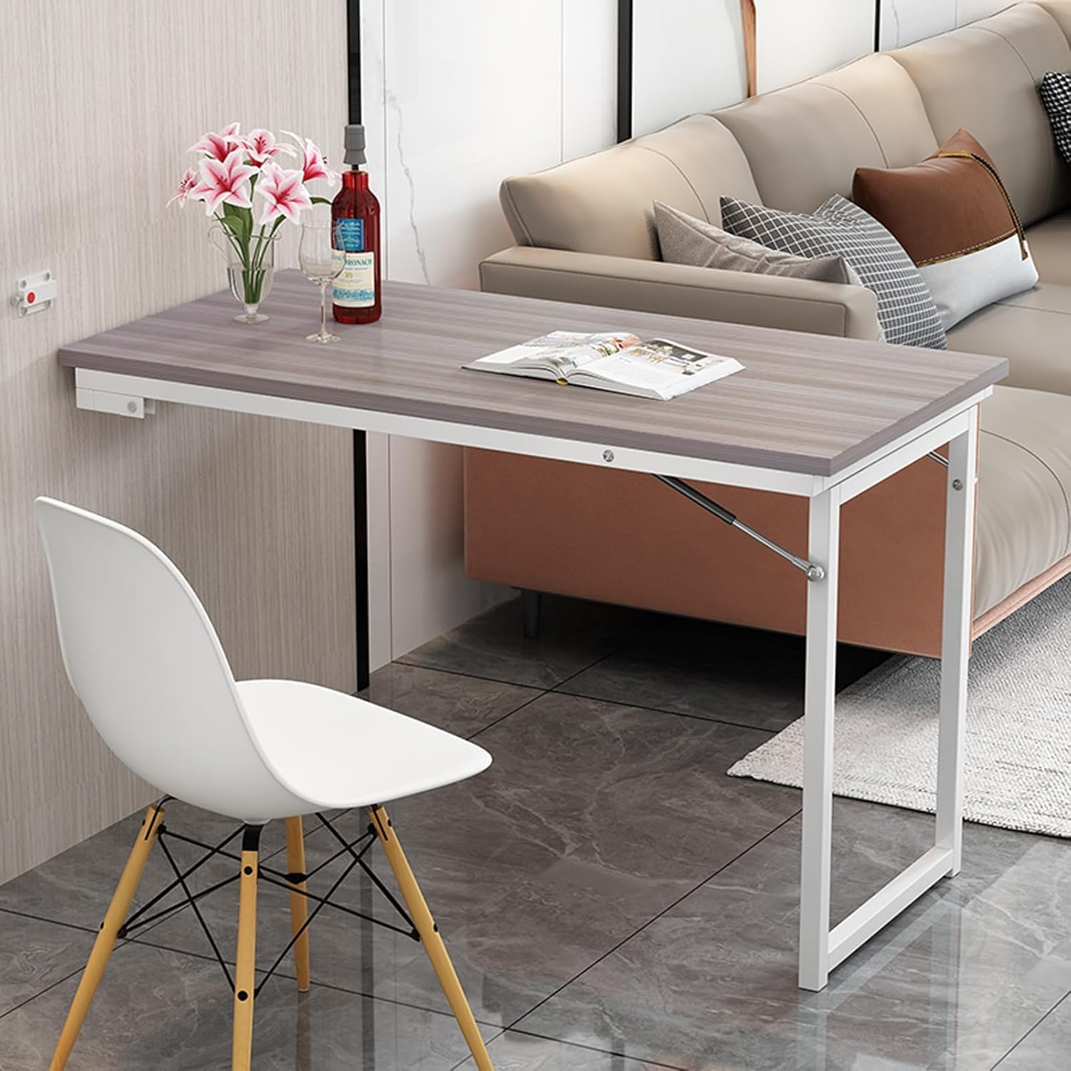 Wall Mounted Folding Desk, Heavy Duty Wall Mounted Folding Table, With Adjustable Steel Bracket Fold Down Wall Mounted Workbench, Suitable For Home