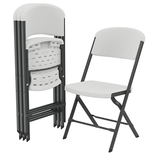 Lifetime Folding Chairs, Heavy Duty Foldable Chair Contoured for Comfort, 4-Pack