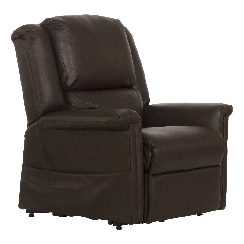 Catnapper Hewitt Power Lift Lay-Flat Recliner with Brown Disinfectable PU Fabric