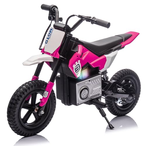 24V 8AH Electric Dirt Bike, Kids Ride On Motorcycle with 200W High Speed Hub Motor, 90 Min Usage, Powered Off-Road Bike withShock Absorber