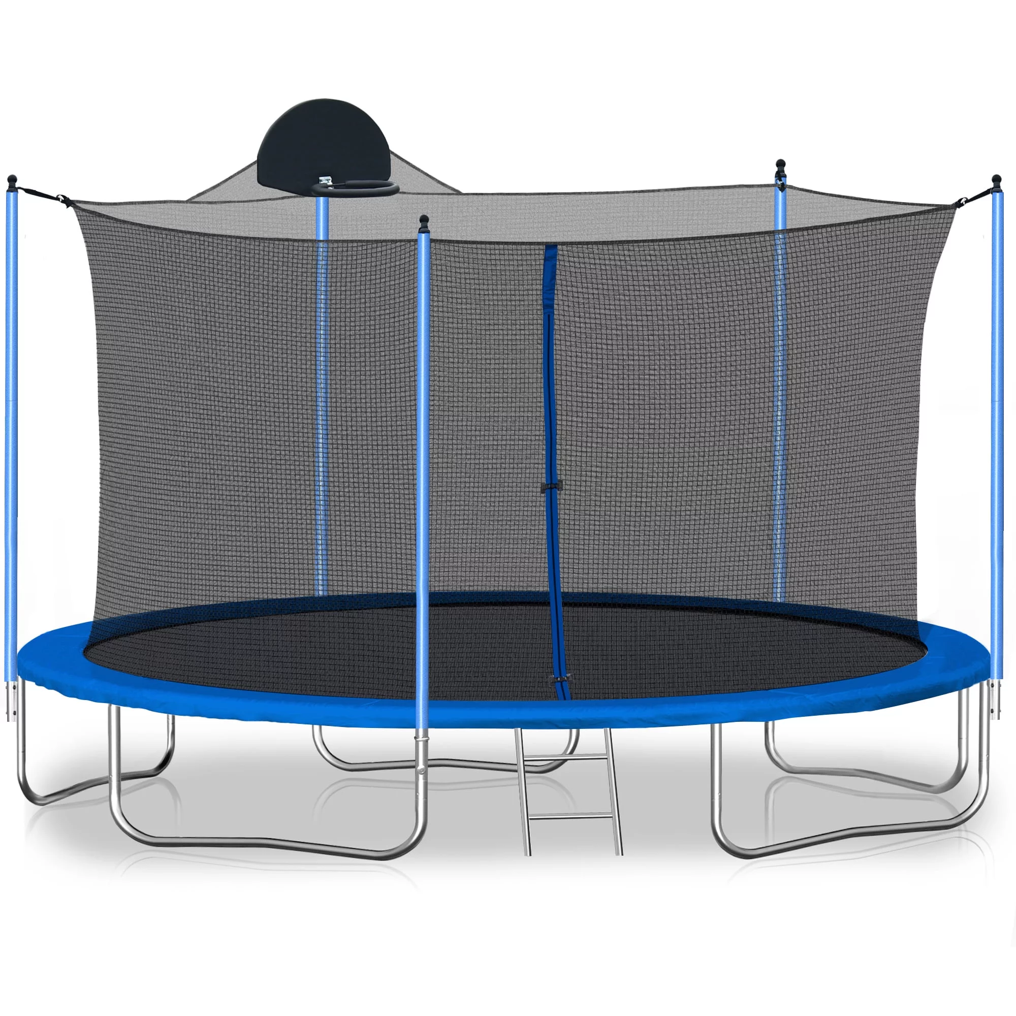 Highsound 12 FT Trampoline for Adults/Kids with Safety Enclosure Net, Basketball Hoop and Ladder