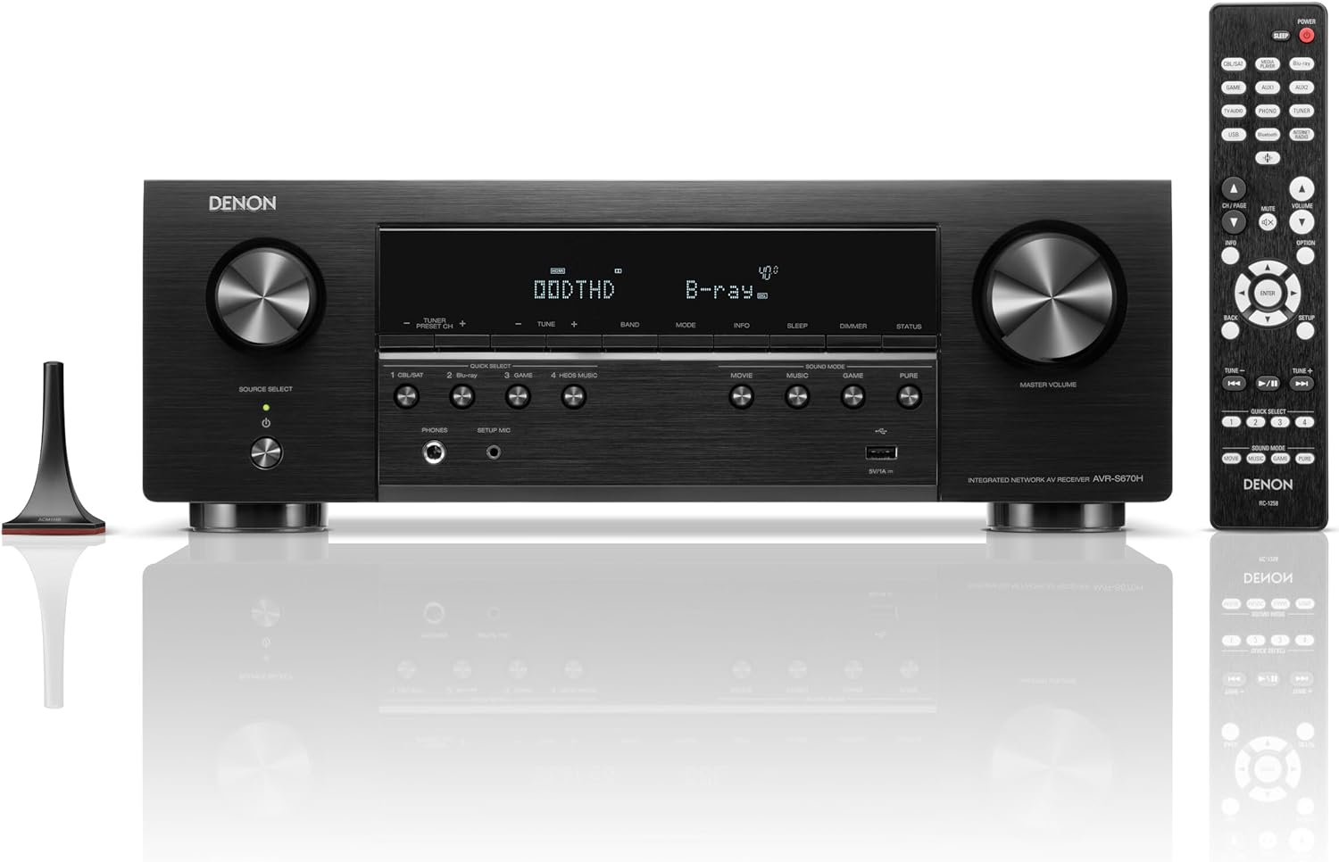 Denon AVR-S670H 5.2 Ch Home Theater Receiver - 8K UHD HDMI Receiver (75W X 5), Streaming via Built-in HEOS, Bluetooth & Wi-Fi, Dolby TrueHD