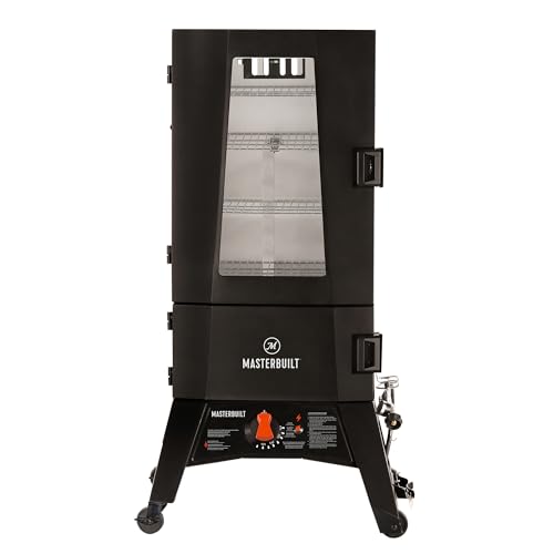 Masterbuilt? 40-inch ThermoTemp Propane Gas Vertical BBQ Smoker with Analog Temperature Control and 960 Cooking Square Inches in Black