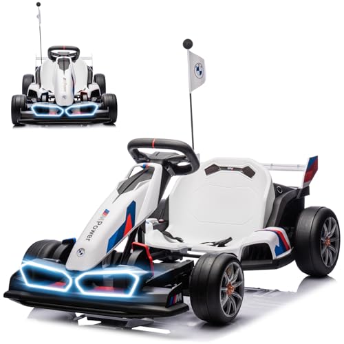 36V Electric Go Kart for Kids, Licensed BMW Battery Powered Drift Racing Go Kart, 7.5 MPH Drift Kart with Dual 300W Powerful Motor