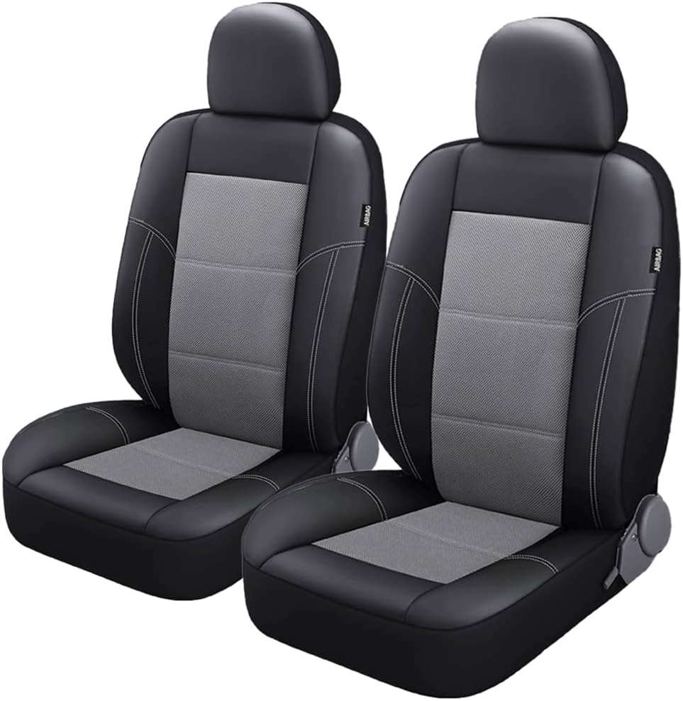 TOYOUN Universal Front Car Seat Covers Pu Leather Mesh Splicing