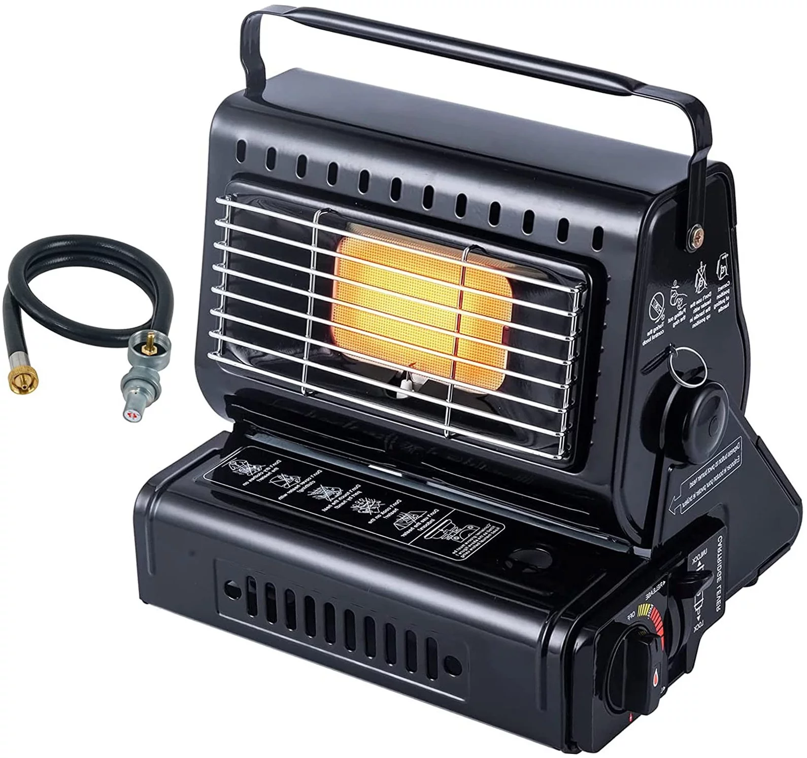 Portable Propane or Butane Dual Fuel Heater, Adjustable 2 in 1 Camping Space Heaters
