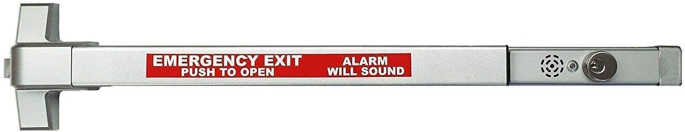 Commercial Door Push Bar Panic Exit Device with Alarm Sprayed Aluminum, Keyed Alike 4 Pack