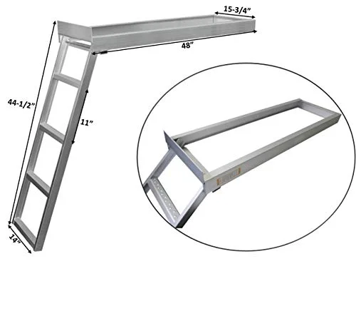 Pactrade Marine Pontoon Boat Under Deck 4 Step Flat Front Ladder Anodized Aluminum Capacity 300lbs Self Store
