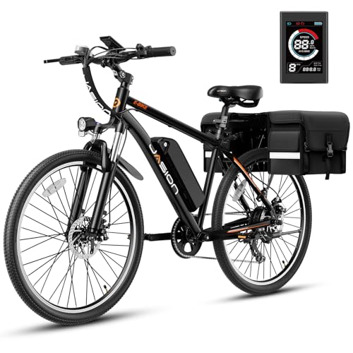 Jasion EB5 Electric Bike for Adults with Peak 500W Brushless Motor, 40Miles 20MPH Commuting Electric Mountain Bike with 360Wh Removable Battery