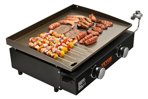 VEVOR Griddle Flat Top Griddle, Outdoor Cooking Station with Side Shelves, Steel Natural Gas Griddle, Restaurant Portable Grill