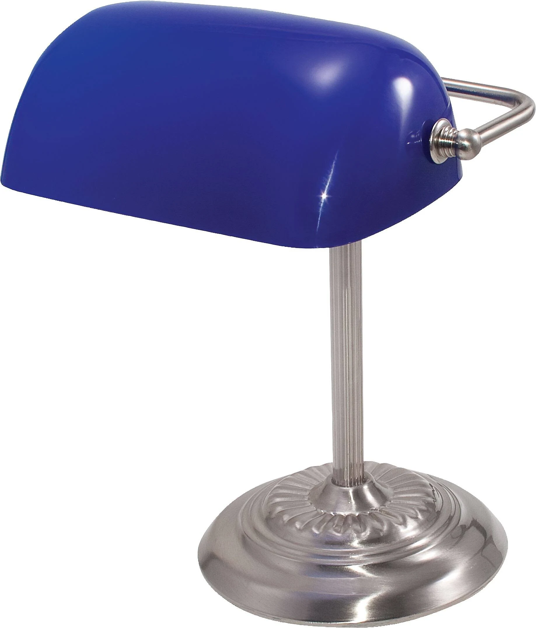 Ledu Traditional Incandescent Banker&s Lamp, Blue Glass Shade