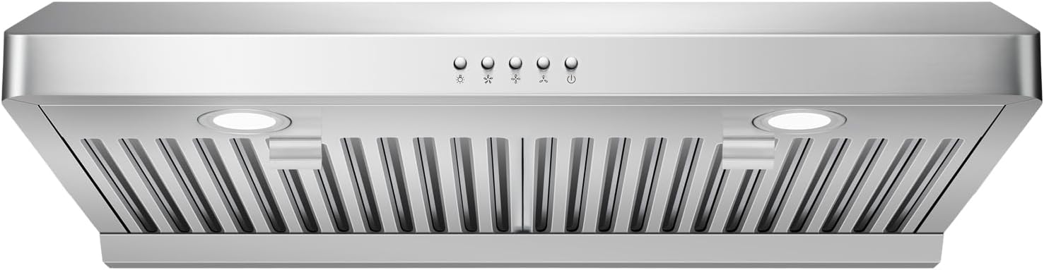 30 Inch Under Cabinet Range Hood with Two Powerful Motors, 750CFM,3 Speed Exhaust Fan, 2 Pcs Baffle Filters and Stainless Steel Vent Stove Hood