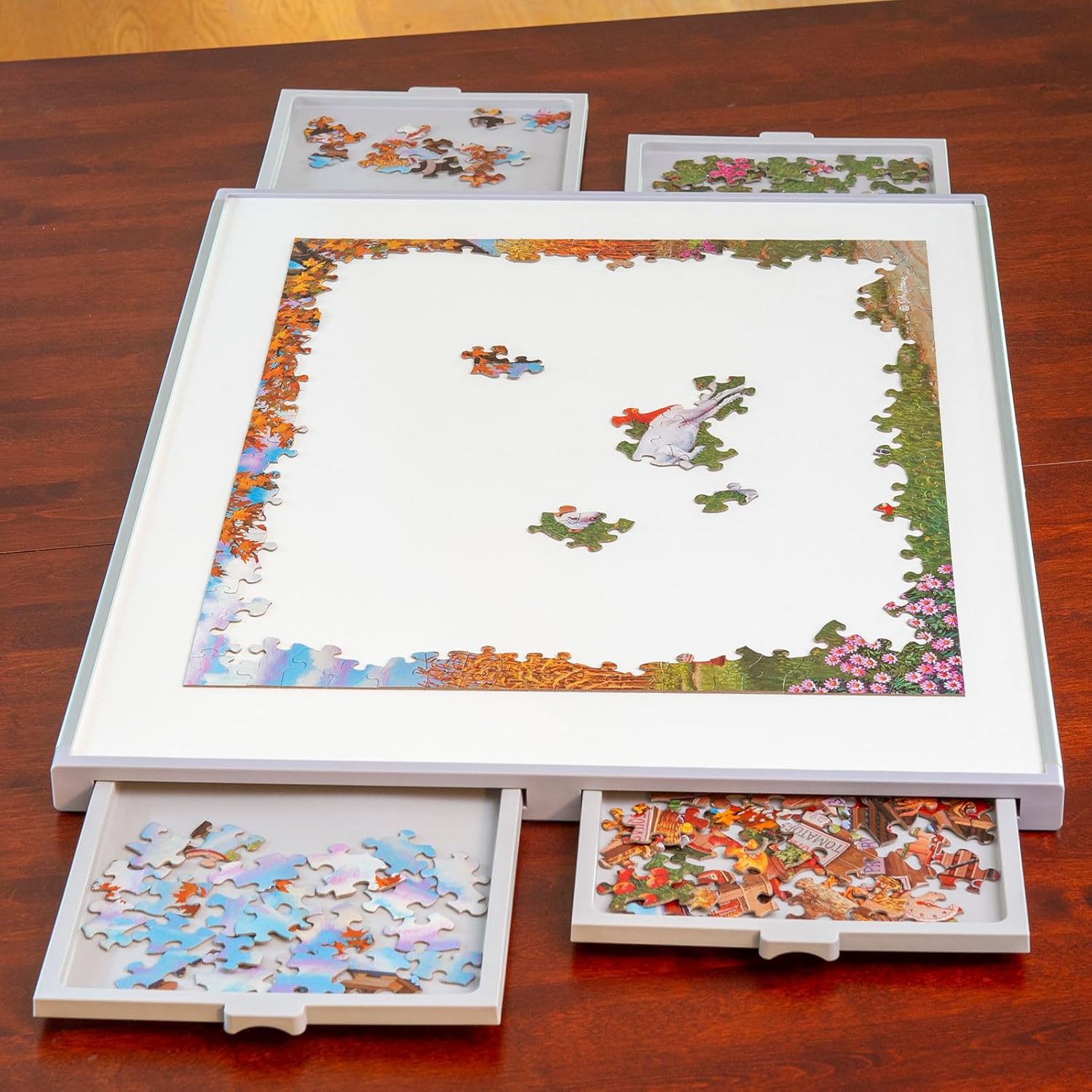 Bits and Pieces - 1500 Piece Puzzle Board with Drawers - Jumbo Pro Plateau