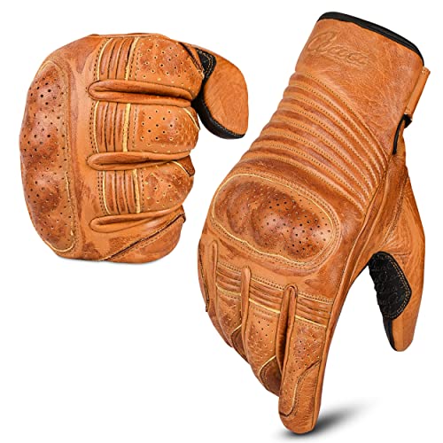 aaasportx Motorcycle Gloves Leather with Touchscreen Function - Protectors Motorcycle Gloves for Men and Women for All Weather