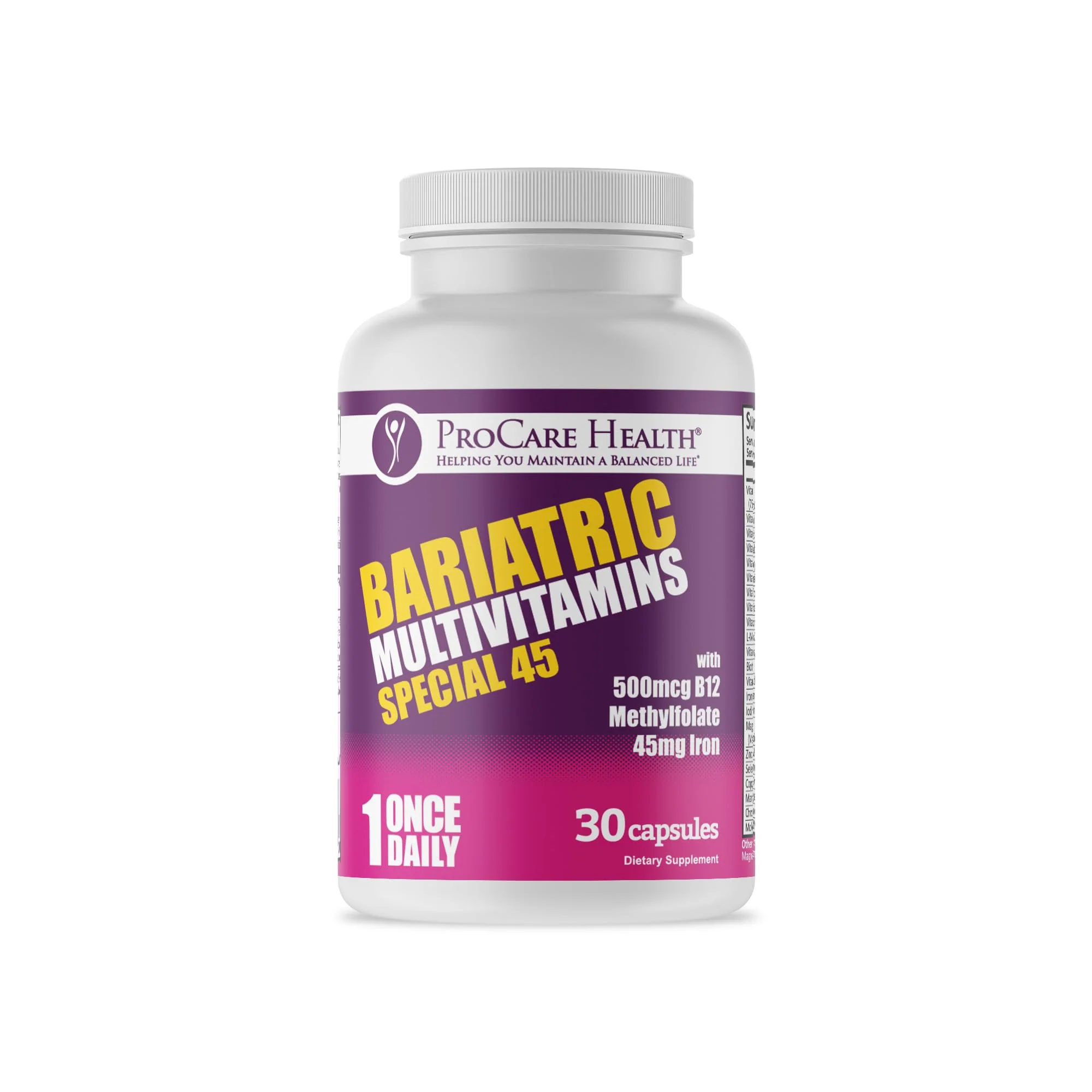 ProCare Health | Bariatric Multivitamin | Special 45 | Capsule | 30 Count | One a Day | 1 Month Supply - Kansas Nuitrition - HNZSDS