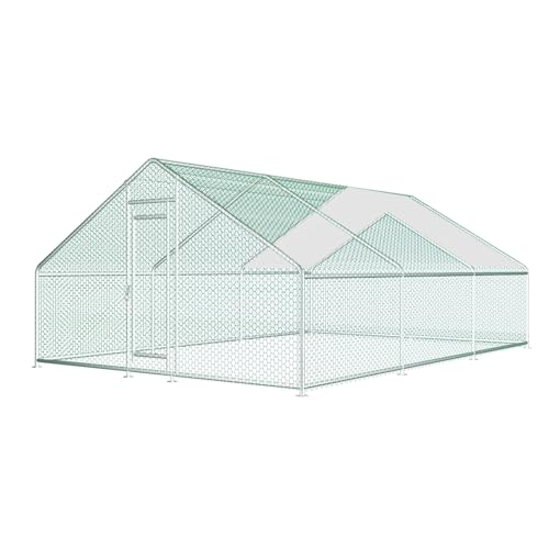 Extra Large Metal Chicken Coop Walk-in Poultry Cage Chicken Hen Run House Cage Rabbits Habitat Cage Spire Shaped Coop with Waterproof &