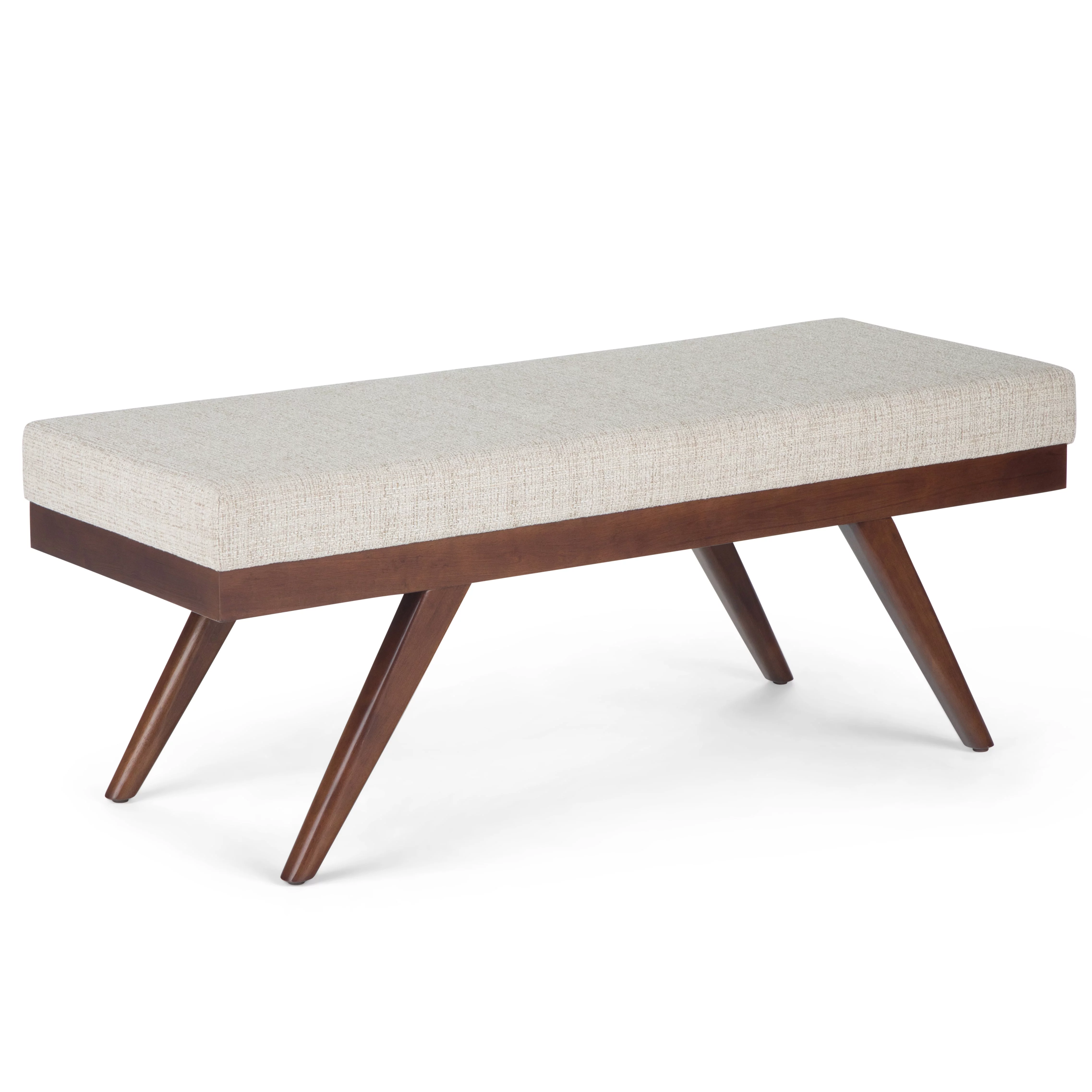 Simpli Home Chanelle Ottoman Bench in Platinum Tweed Look