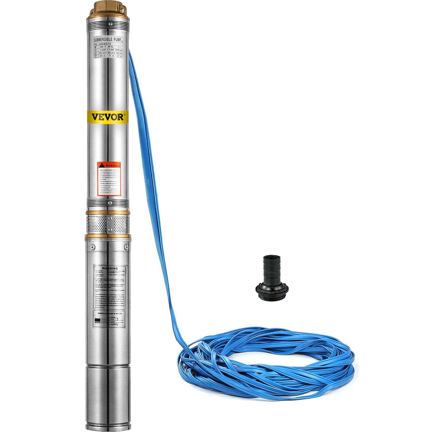 VEVOR Well Pump 1.5 HP, Submersible Well Pump 110V, Stainless Steel Deep Well Pump with 131ft Cable