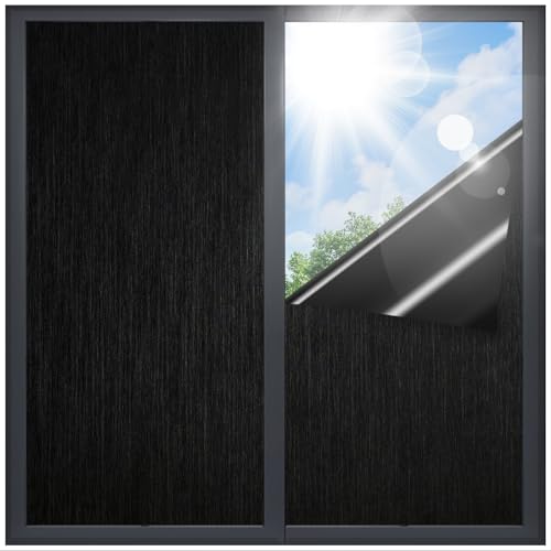 Coavas Blackout Window Privacy Film 100% Lighting Blocking Opaque Room Darkening Film Anti UV Static Cling Removable Frosted Black Out Window Tint