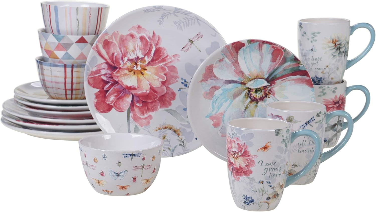 Certified International Spring Bouquet 16 Piece Dinnerware Set, Service for 4, Multicolored
