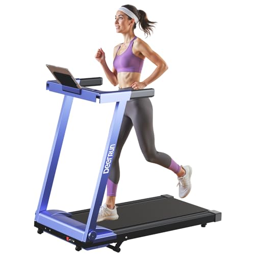 DeerRun Treadmills for Home with Incline and Handles, 3.5 HP Foldable Treadmill 350 LBS Weight Capacity for Small Spaces