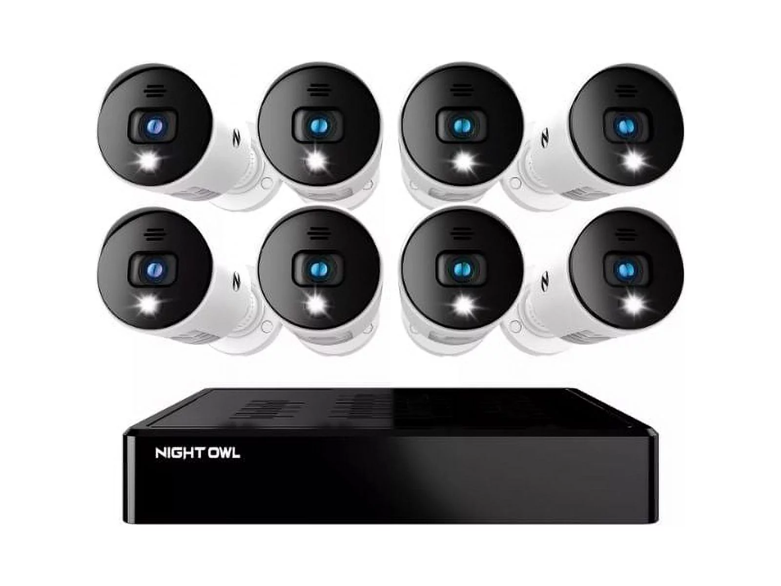 Night Owl CL-BT2D-8-18LSA Expandable 8 Channel Wired Bluetooth DVR with (8) Wired 1080p HD Light Cameras with Audio and 1TB Hard Drive