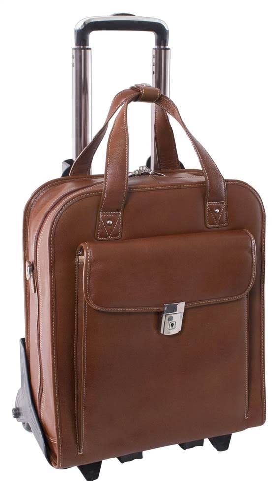 Siamod Vertical Detachable-Wheeled Laptop Briefcase in Cognac