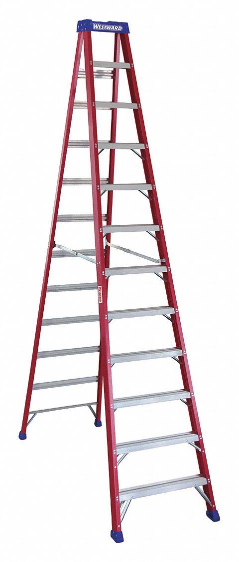Westward 44YY30 12 ft Fiberglass 300 lb Capacity Stepladder iA