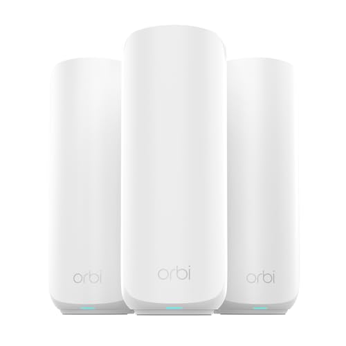 NETGEAR Orbi 370 Series Dual-Band WiFi 7 Mesh Network System for Home (RBE373) &ndash; Wireless Router + 2 Extenders, Security Features, 5 Gbps