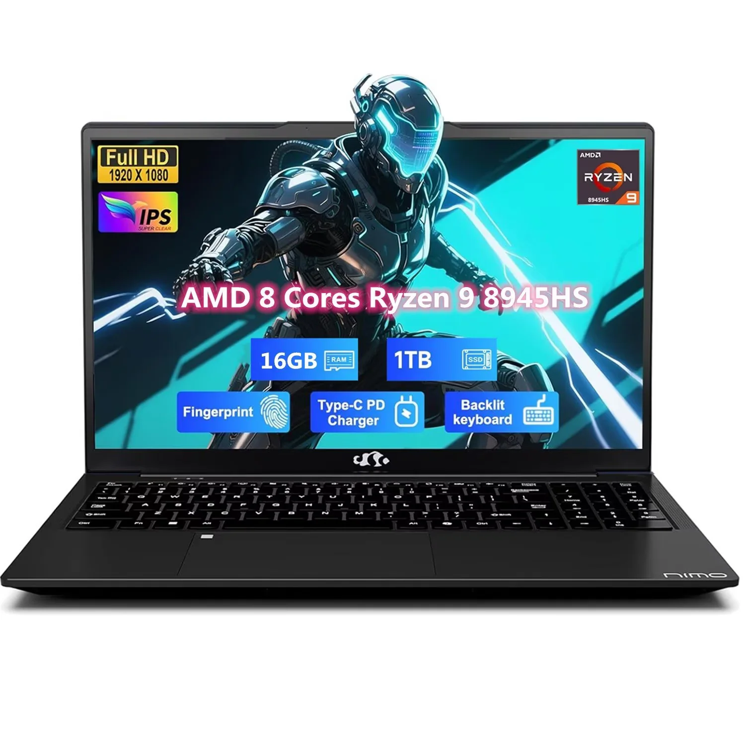 17.3" FHD Gaming Laptop, AMD Ryzen 9 8945HS 8 Cores (Beat i9-13900H, Up to 5.2GHz) 16GB RAM 1TB SSD, Radeon 780M