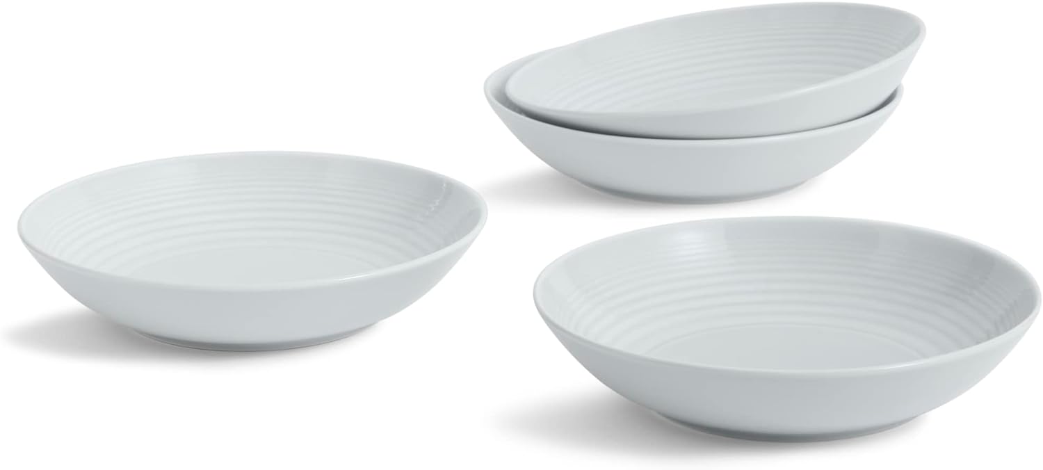 Royal Doulton Gordon Ramsay Maze Pasta Bowl 9.5 inches Light Grey, Set of 4, Stoneware