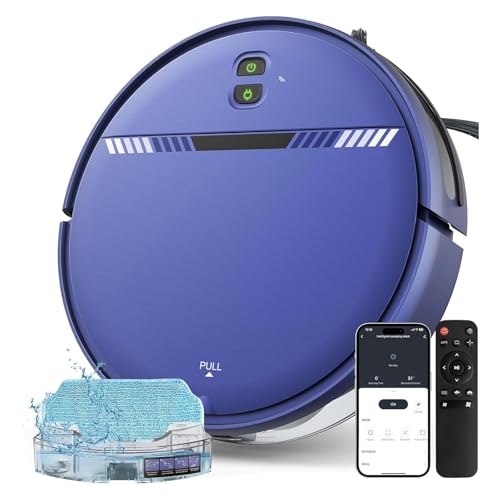 Robot Vacuum and Mop Combo, 2 in 1 Vacuum Robot with WiFi/App/Voice, Schedule, Water Tank and Dustbin, Self-Charging, Slim, Ideal for Hard Floor